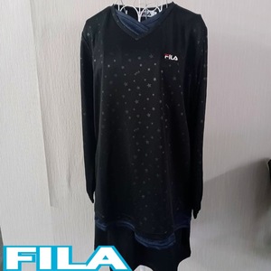 未使用 タグ付き ◆ FILA ◆ 長袖Tシャツ & ミニスカート LL サイズ 黒 ◆フィラ ◆ レディース 