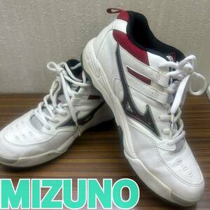 靴 ◆ MIZUNO ◆ スニーカー 23cm 白 x 黒 x 赤 WAVE STREAM ◆ ミズノ ◆ レディース シューズ