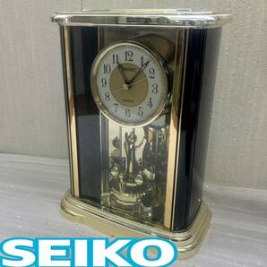 動作品 ◆ SEIKO ◆ クオーツ 置時計 BZ 314 G ゴールド 回転飾り ◆ セイコー ◆ ウオッチ の画像1