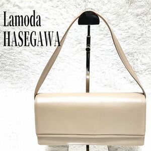 【LaModa HASEGAWA】レザー　フォーマルバッグ　ベージュ