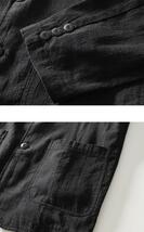 セール テーラードジャケット超美 新品 メンズ ブレザー リネン 麻スーツ 春夏 デザイナーズ 紳士服 無地 鮮やか グリーン 4XL黒です_画像4