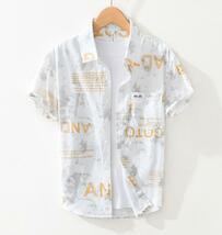 半袖シャツ　柄物　カーゴシャツ　夏服　サマーシャツ　メンズ*新品　トップス　カジュアルシャツ ホワイト　XL_画像1