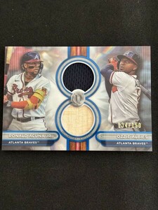 2023 Topps Tribute Baseball Ronald Acuna Jr./Ozzie Albies Dual Relic Blue /150