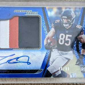 【NFL】2020 PANINI CERTIFIED FOOTBALL FRESHMAN FABRIC BLUE #231 COLE KMET BEARS TE ROOKIE AUTO /99 の画像3