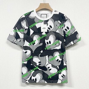 個性ヨーロッパ製※定価2万◆ブルガリア発※RISELIN 半袖Tシャツ 上品 通気 薄手 速乾 総柄 カットソー トップス 遊び心 カジュアル L/48