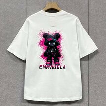 人気・半袖Tシャツ 定価2万◆Emmauela・イタリア・ミラノ発◆上級コットン100％ 個性 快適 クマ ポップ トップス スウェット 街着 夏 L/48_画像1