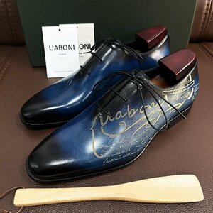 上級 EU製 定価28万 特注限定品◆UABONI*ビジネスシューズ*ユアボニ◆高級 ハンドメイド 手作り 手染 本革 レザー フォーマル 紳士 26.5㎝