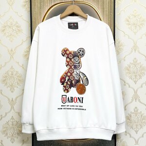  high class EU made & regular price 4 ten thousand *UABONI*Paris* sweatshirt *yuaboni* Paris departure * cotton 100% high class monogram bear tops cut and sewn Trend everyday put on M/46