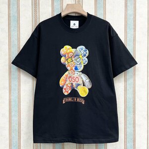 定番 定価2万 FRANKLIN MUSK・アメリカ・ニューヨーク発 半袖Tシャツ 上質 通気 快適 モノグラム アメカジ ベアブリック/Bearbrick サイズ2