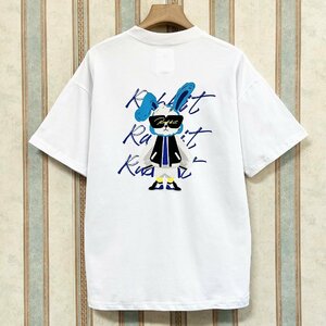 逸品 定価2万 FRANKLIN MUSK・アメリカ・ニューヨーク発 半袖Tシャツ 上質 薄手 吸湿 ウサギ カットソー スタイリッシュ 日常 サイズ1