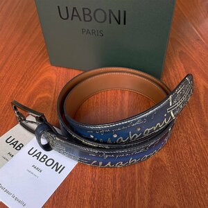  super popular EU made regular price 9 ten thousand *UABONI*yuaboni* illusion. pa tea n* belt * hand . Golden adjustment possibility original leather suit business gentleman for men's 