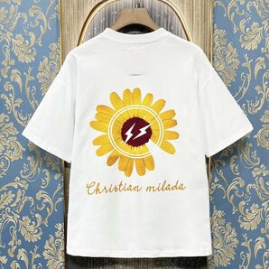 定価2万★christian milada・ミラノ発・半袖Tシャツ★人気 ナチュラル ゆったり 快適 スウェット デイジー柄 可愛い 定番 男女兼用 夏 XLの画像1