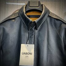 最上級EU製＆定価14万◆UABONI*ユアボニ*レザージャケット*フランス*パリ発◆高品質牛革 高級刺繍 USA空軍志願者 ライダース MA-1 M/46_画像5