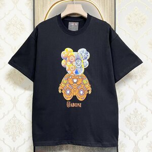 最高級EU製＆定価2万◆UABONI*ユアボニ*Tシャツ*フランス*パリ発◆米国綿 通気 個性 ゆったり カジュアル ベアブリック/Bearbrick M/46