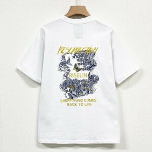 最上級ヨーロッパ製※定価2万◆ブルガリア発※RISELIN 半袖Tシャツ 上品 通気 薄手 イラスト カットソー スウェット レトロ 男女兼用 M/46