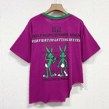 個性ヨーロッパ製※定価2万◆ブルガリア発※RISELIN 半袖Tシャツ 可愛い ゆったり ダメージ加工 ウサギ トップス アシンメトリー 街着 M/46_画像2