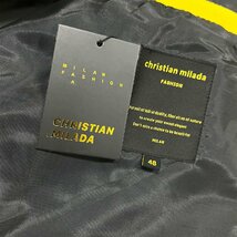 定価7万★christian milada・ミラノ発・スタジャン★上質カシミヤ サガラワッペン オーバーサイズ 革切替 個性 アウター スポーティーXL/50_画像9