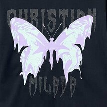 定価2万★christian milada・ミラノ発・半袖Tシャツ★コットン100％ 薄手 通気 爽やか 蝶柄 個性 カットソー ストリート 男女兼用 夏 M/46_画像3