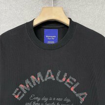 個性・半袖Tシャツ 定価2万◆Emmauela・イタリア・ミラノ発◆コットン100％ 速乾 吸汗 薄手 バラ ロゴ カットソー 定番 男女兼用 L/48_画像4