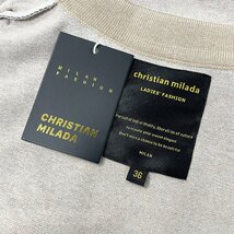 定価4万★christian milada・ミラノ発・トレーナー★上質ウール混 薄手 快適 リラックス ラインストーン 総柄 レトロ レディース M/36_画像9