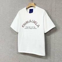 新作・半袖Tシャツ 定価2万◆Emmauela・イタリア・ミラノ発◆コットン100％ 速乾 吸汗 薄手 バラ ロゴ カットソー 定番 男女兼用 M/46サイ_画像10