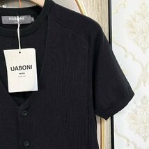 上級EU製＆定価3万◆UABONI*Paris*半袖Tシャツ*ユアボニ*パリ発◆高級ウール 上質 柔らかい 快適 無地 ニット トップス 紳士 L/48サイズ_画像7