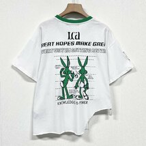 個性ヨーロッパ製※定価2万◆ブルガリア発※RISELIN 半袖Tシャツ 薄手 ゆったり ダメージ加工 ウサギ カットソー アシンメトリー 街着 L/48_画像2