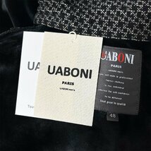 高級EU製＆定価5万◆UABONI*Paris*長袖ポロシャツ*ユアボニ*パリ発◆上質 暖かい 裏起毛 ソフト 切替 レトロ 定番 通勤 ビジネス M/46_画像9