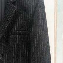 高級 定価7万 FRANKLIN MUSK・アメリカ・ニューヨーク発 テーラードジャケット カシミヤ ストライプ オシャレ ビジネス 通勤 サイズ3_画像6