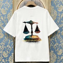 定価2万★christian milada・ミラノ発・半袖Tシャツ★コットン100％ 吸汗 薄手 柔らかい 個性 天秤座 きれいめ ユニセックス 2XL/52_画像1