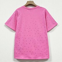 人気ヨーロッパ製※定価2万◆ブルガリア発※RISELIN 半袖Tシャツ 綿100% 薄手 通気 ラインストーン 英字 個性 おしゃれ ストリート 夏 L_画像2