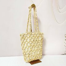 人気・トートバッグ 定価11万◆Emmauela・イタリア・ミラノ発◆上品 ナチュラル ウッドビーズ ハンドメイド ショルダーバッグ レディース_画像3