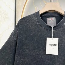 絶賛EU製＆定価2万◆UABONI*Paris*半袖Tシャツ*ユアボニ*パリ発◆上級 薄手 快適 ヴィンテージ加工 カットソー ゆったり 夏 メンズ XL/50_画像5