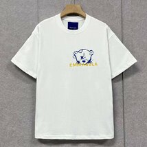 高級・半袖Tシャツ 定価2万◆Emmauela・イタリア・ミラノ発◆定番 快適 通気 吸汗 クマ ロゴ 可愛い スウェット カットソー 日常 L/48_画像2