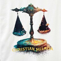 定価2万★christian milada・ミラノ発・半袖Tシャツ★コットン100％ 吸汗 薄手 柔らかい 個性 天秤座 きれいめ ユニセックス XL/50_画像3