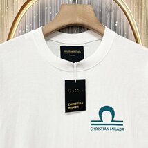 定価2万★christian milada・ミラノ発・半袖Tシャツ★コットン100％ 吸汗 薄手 柔らかい 個性 天秤座 きれいめ ユニセックス XL/50_画像4