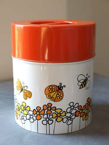  Switzerland made Vintage & retro tin plate tin can, pastry inserting, cookie can, canister ( orange color, butterfly, butterfly ., bee, ladybug )