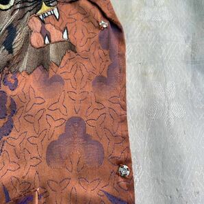 40s 50s souvenir shirt スカシャツ スカジャン 別珍 国連旗 コリアジャケット コリアマップ ガン虎 刺繍 ハンドステッチの画像7
