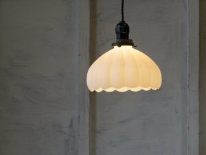 c13 Taisho romance . white color abrasion glass . type shade pendant light / antique * Vintage * Showa Retro * lighting * electro- .* old Japanese-style house * marks li Elan p