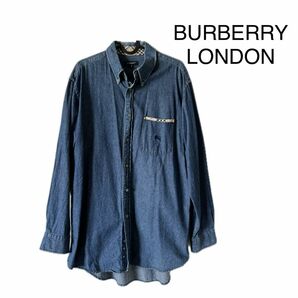 Burberry バーバリー デニムシャツ ダークブルー メンズ レディース ユニセックス 古着