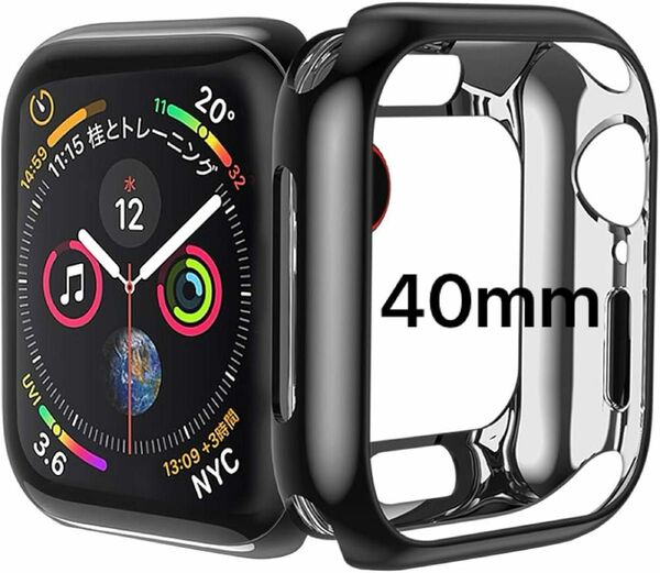 Apple Watch Series6/SE/5/4 ケース 40mm ブラックメタリック ケース 耐衝撃性 超簿 脱着簡単 