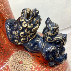 伊万里焼 花瓶/飾り壺/獅子/陶器/置物/高さ約75cm ヒビ有 中古品 ACBの画像7