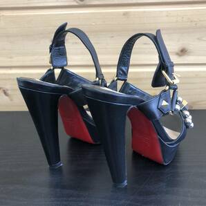 【2000円スタート】Christian Louboutin クリスチャン ルブタン ヒール 35.5 ブラック レディース パンプス ハイヒール の画像2