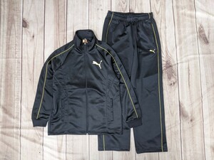 19．2点 PUMA プーマ トラックジャケットブルゾン パンツ ジャージトレーニングウェア上下 メンズL 黒黄色系y702