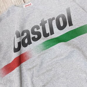 8．状態良好 日本製 CASTROL RACING BENEFASHION 両面デザイン スウェットトレーナー メンズL グレー赤黒緑 y702の画像3