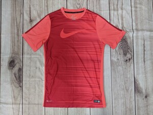 3．良好 NIKE ナイキ DRI-FIT ビックスウォッシュ メッシュ切替 半袖速乾シャツ トレーニングウェアメンズL 赤エンジ系x708