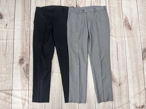 5．2点 ユニクロ UNIQLO 感動パンツ スラックス イージー ストレッチ 速乾 カジュアルパンツ ウエスト79cm　レングス76cm　黒グレーx803