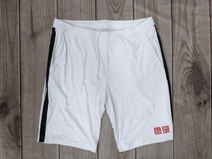 16．錦織圭モデル ユニクロ UNIQLO 速乾ストレッチ素材 ハーフパンツ ショートパンツ メンズXL 白黒 x801