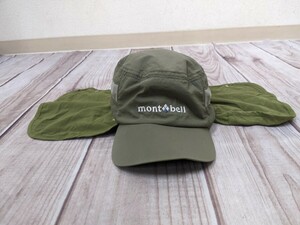 20．mont-bell モンベル アウトドア 登山 キャップ UVカット 日除け布付き サハラキャップ 1118285M/L 57~61cm カーキx807