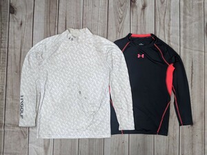 13．2点 アンダーアーマー UA coldgear入り 長袖 インナーシャツ インナーウェア アンダーウェアメンズL/XL 薄ベージュ黒 x808